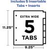 imageAvery Big Tab Insertable Plastic 2 Pocket Dividers for 3 Ring Binders 5 Tab Set TwoTone Multicolor Works with Sheet Protectors 1 Binder Divider Set 11982