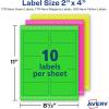 imageAvery Printable Address Labels with Sure Feed 2quot x 4quot Assorted Neon Magenta Green Yellow 150 Blank Mailing Labels 5978Assorted