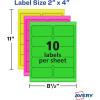 imageAvery Printable Address Labels with Sure Feed 2quot x 4quot Assorted Neon Magenta Green Yellow 150 Blank Mailing Labels 5978Assorted