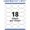 imageAvery Printable Blank Oval Labels 15quot x 25quot Glossy White 180 Customizable Labels 22804Glossy White