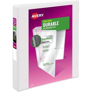 imageAvery Durable View 3 Ring Binders for Home School Supplies Office or Organization Needs 05quot Slant Ring 4 Pack White Binders 033621 Pack