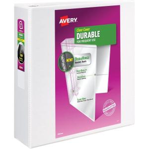 imageAvery Durable View 3 Ring Binders for Home School Supplies Office or Organization Needs 05quot Slant Ring 4 Pack White Binders 033621pack