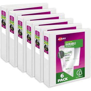 imageAvery Durable View 3 Ring Binders for Home School Supplies Office or Organization Needs 05quot Slant Ring 4 Pack White Binders 033626 Pack