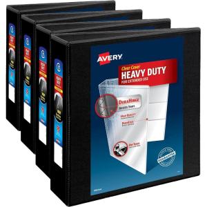 imageAvery HeavyDuty View 3 Ring Binder 3 Inch One Touch Slant Rings 35quot Spine 1 Black Binder 79100One Size Pack of 4