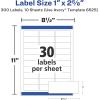 imageAvery Address Labels Sure Feed and Easy Peel Technology Glossy White Labels 1quot x 258quot Permanent LaserInkjet 750 Total 6526300 labels