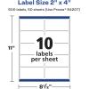 imageAvery Matte White Rectangle Labels Sure Feed Technology 2quot x 4quot 250 Matte White Printable Labels500 Labels