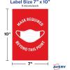 imageAvery Preprinted Wall Decals quotPrevent Germs from Spreadingquot Safety Signs 7quot x 10quot Tear and Water Resistant 5 Removable Wall Signs 83174Mask Required