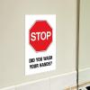 imageAvery Preprinted Wall Decals quotPrevent Germs from Spreadingquot Safety Signs 7quot x 10quot Tear and Water Resistant 5 Removable Wall Signs 83174Stop Wash Your Hands