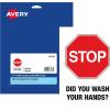 imageAvery Preprinted Wall Decals quotPrevent Germs from Spreadingquot Safety Signs 7quot x 10quot Tear and Water Resistant 5 Removable Wall Signs 83174Stop Wash Your Hands