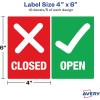 imageAvery Social Distancing Signs OpenClosed Green ampamp Red Surface Safe ID 4quot x 6quot 10 Removable Decals 83070Green  Red OpenClosed