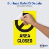 imageAvery Social Distancing Signs OpenClosed Green ampamp Red Surface Safe ID 4quot x 6quot 10 Removable Decals 83070Yellow Area Closed