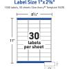 imageAvery Waterproof Sticker Labels for Printer  1quot x 258quot Mailing Labels Ultrahold Permanent Adhesive Laser Printers 1500 Printable Avery Address Label Sheets 55201 x 258 Pack of 5