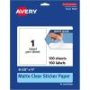 imageAvery Matte Clear Rectangle Sticker Sheets 85quot x 11quot 25 Matte Clear Labels LaserInkjet Printable Labels100 labels