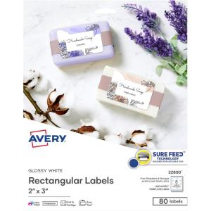 imageAvery Address Labels Sure Feed and Easy Peel Technology Glossy White Labels 1quot x 258quot Permanent LaserInkjet 750 Total 652680 labels
