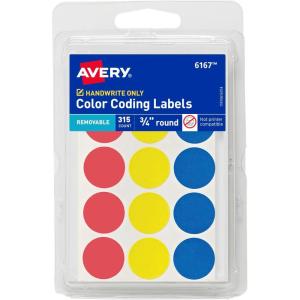 imageAvery ColorCoding Removable Labels 34 Inch Round Labels Assorted Colors NonPrintable 315 Dot Stickers Total 6167315 Count Pack of 1
