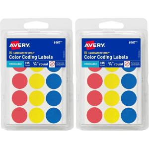 imageAvery ColorCoding Removable Labels 34 Inch Round Labels Assorted Colors NonPrintable 315 Dot Stickers Total 6167315 Count Pack of 2