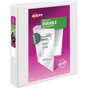 imageAvery Durable View 3 Ring Binder 112 Inch EZD Rings 1 White Binder 0940115 Pack of 12