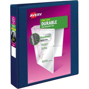 imageAvery Durable View 3 Ring Binders 15 Inch Slant Rings 375Sheet Capacity DuraHinge 21 Inch Wide Spine Customizable Clear Covers and Spine 1 Blue Binder 1702415
