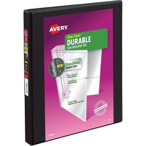 imageAvery Durable View 3 Ring Binders 2 Inch Slant Rings 530Sheet Capacity DuraHinge 28 Inch Wide Spine Customizable Clear Cover and Spine Black Binders 12Pack of 170311 Pack