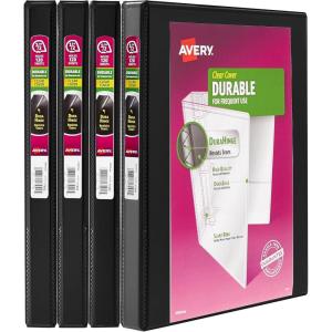 imageAvery Durable View 3 Ring Binders 2 Inch Slant Rings 530Sheet Capacity DuraHinge 28 Inch Wide Spine Customizable Clear Cover and Spine Black Binders 12Pack of 170314 Pack