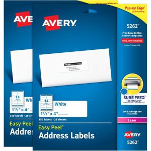 imageAvery Easy Peel Printable Address Labels with Sure Feed 113quot x 4quot White 1400 Blank Mailing Labels for Laser Printers 5162700 labels