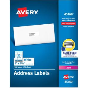 imageAvery Easy Peel Printable Address Labels with Sure Feed 1quot x 258quot Customizable Stickers White 750 Blank Mailing Labels Great for Mailing Shipping and More 52607 500 labels