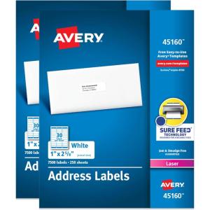 imageAvery Easy Peel Printable Address Labels with Sure Feed 1quot x 258quot Customizable Stickers White 750 Blank Mailing Labels Great for Mailing Shipping and More 526015 000 labels 2 Packs