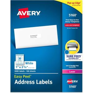 imageAvery Easy Peel Printable Address Labels with Sure Feed 1quot x 258quot Customizable Stickers White 750 Blank Mailing Labels Great for Mailing Shipping and More 52603000 labels