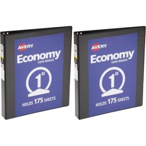 imageAvery Economy View 3 Ring Binder 1quot Round Rings 1 Black Binder 057611 Count Pack of 2