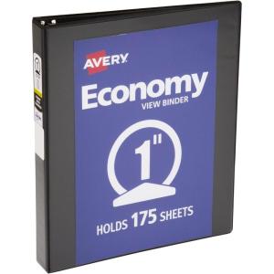 imageAvery Economy View 3 Ring Binder 1quot Round Rings 1 Black Binder 057611 Inch