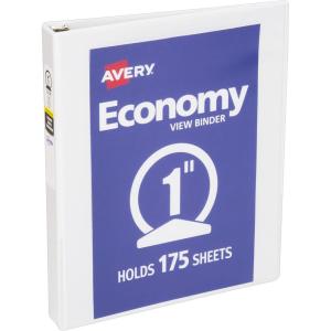 imageAvery Economy View 3 Ring Binder 1quot Round Rings 1 White Binder 057601 Pack