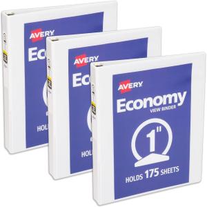 imageAvery Economy View 3 Ring Binder 1quot Round Rings 1 White Binder 057603 Pack
