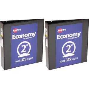 imageAvery Economy View 3 Ring Binder 2quot Round Rings 1 Black Binder 057811 Count Pack of 2