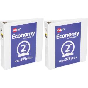 imageAvery Economy View 3 Ring Binder 2quot Round Rings 1 White Binder 057801 Count Pack of 2