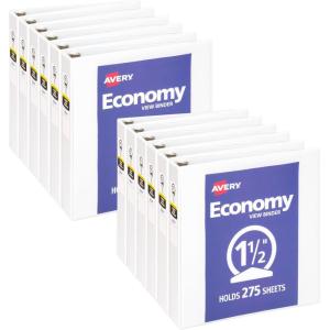 imageAvery Economy View 3 Ring Binders 1quot Round Rings 12 White Binders 0571115