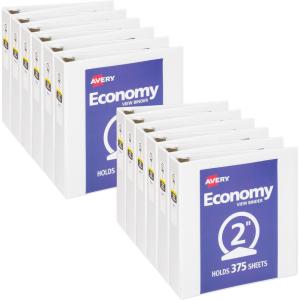 imageAvery Economy View 3 Ring Binders 1quot Round Rings 12 White Binders 057112