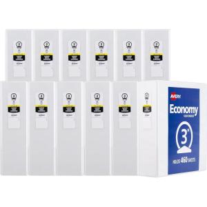imageAvery Economy View 3 Ring Binders 1quot Round Rings 12 White Binders 057113