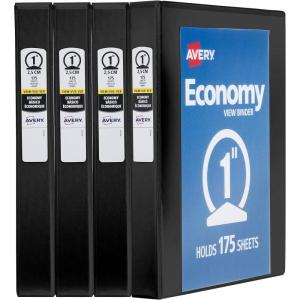 imageAvery Economy View 3 Ring Binders Homeschool Supplies Home Organization 1quot Round Rings 4 Black Binders 057101