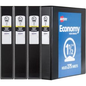 imageAvery Economy View 3 Ring Binders Homeschool Supplies Home Organization 1quot Round Rings 4 Black Binders 0571015