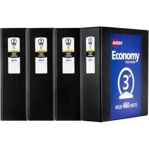 imageAvery Economy View 3 Ring Binders Homeschool Supplies Home Organization 1quot Round Rings 4 Black Binders 057103