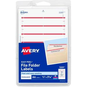 imageAvery File Folder Labels on 4quot x 6quot Sheets Easy Peel WhiteRed Print ampamp Handwrite 23quot x 3716quot 252 Labels 5201252 Count Pack of 1