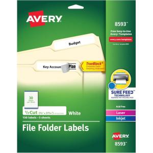 imageAvery File Folder Labels with TrueBlock Technology Permanent Adhesive 23quot x 3716quot LaserInkjet 150 Labels 085931 Pack