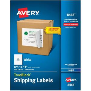 imageAvery FullSheet Printable Shipping Labels 85quot x 11quot Customizable Stickers White 100 Blank Mailing Labels Great for Mailing Shipping Organizing and More 84651 Pack