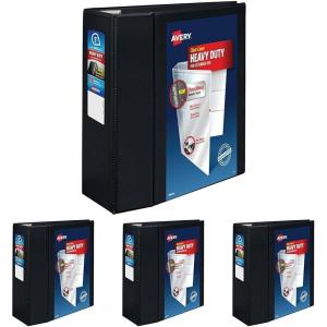 imageAvery HeavyDuty 15 Inch Binders 3 Ring View Binder 15 Inch EZD Ring Black Sturdy 796955 Pack of 4