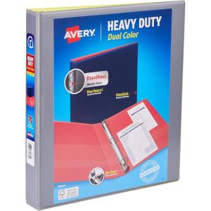 imageAvery HeavyDuty Dual Color 3 Ring Binder 12 Inch Slant Rings WhiteBlack View Binder 17880GrayYellow