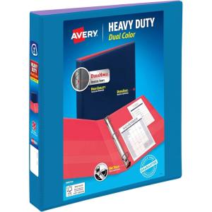 imageAvery HeavyDuty Dual Color 3 Ring Binder 12 Inch Slant Rings WhiteBlack View Binder 17880Pool BlueLavender