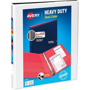 imageAvery HeavyDuty Dual Color 3 Ring Binder 12 Inch Slant Rings WhiteBlack View Binder 17880WhiteBlack