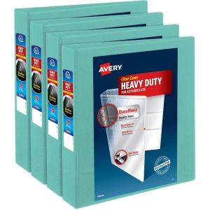 imageAvery HeavyDuty View 3 Ring Binder 15 Inch One Touch Slant Rings 375Sheet Capacity DuraHinge 21 Inch Wide Spine Customizable Clear Cover and Spine 1 Pastel Sage Green Binder 79819Mint