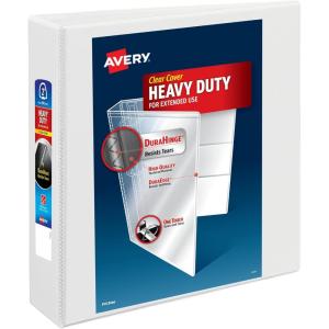 imageAvery HeavyDuty View 3 Ring Binder 2quot Slant Rings 540Sheet Capacity 28 Inch Wide Spine Great for Home School Supplies Office or Organization Needs 1 White Binder 79192