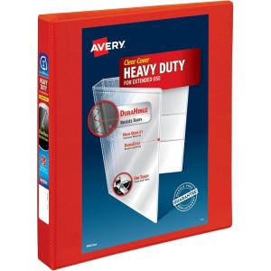 imageAvery HeavyDuty View 3 Ring Binder 3 Inch One Touch EZD Rings 35 Inch Spine 1 Red Binder 79325Red